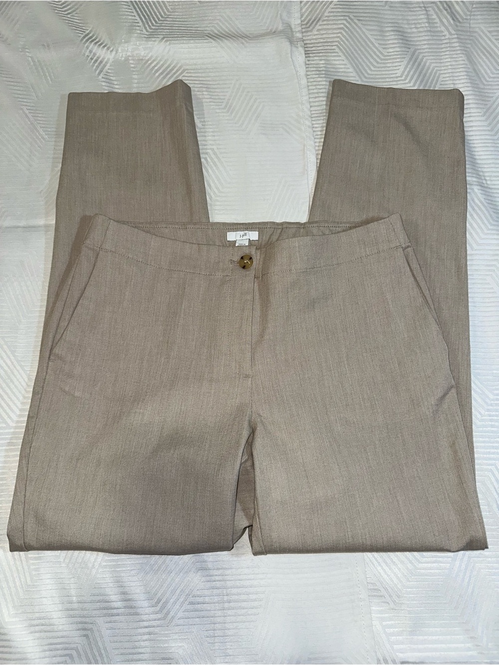 J. Jill Bi-Stretch Twill Straight Leg Tailored Trouser Pants Tan Beige 8 EUC